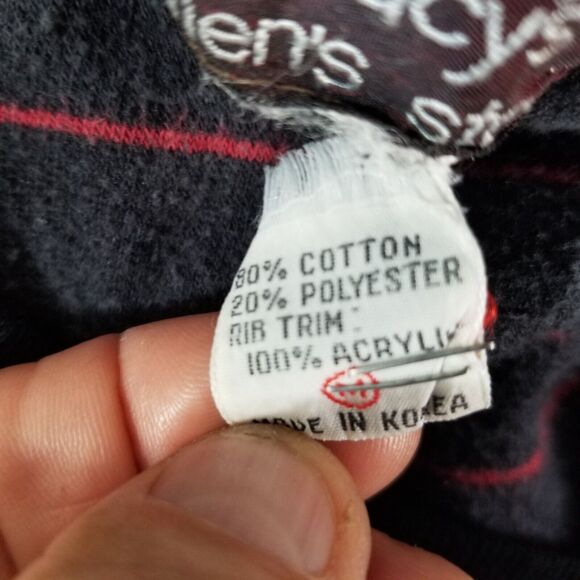 Macy's Men's Store velour sweater men's medium black long sleeve vintage 1980s - Picture 11 of 11